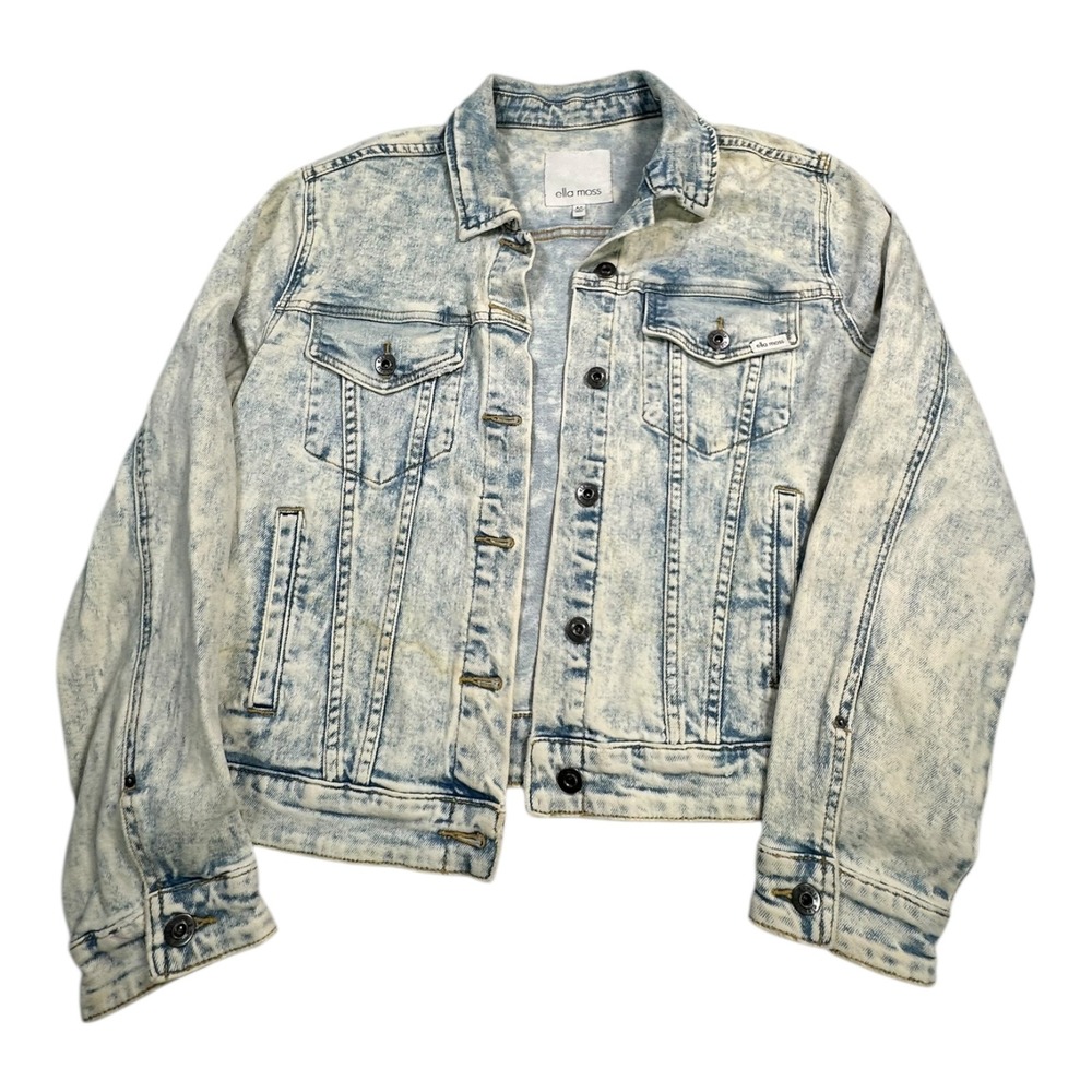 Ella Moss Acid‎ Wash Denim Jacket Women's Medium Distressed Trucker Style